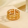 Wholesale Stainless Steel Geometric Rhombus Open Ring For Women With Retro Hiphop Style And Electroplating Design