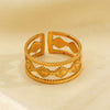 Wholesale Stainless Steel Geometric Rhombus Open Ring For Women With Retro Hiphop Style And Electroplating Design