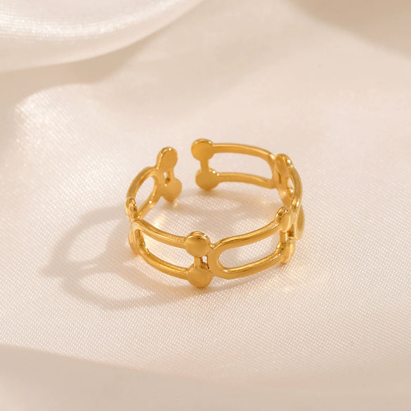 Wholesale Stainless Steel Geometric Ring Electroplated 18K Gold