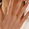 Wholesale Stainless Steel Geometric Ring Electroplated 18K Gold