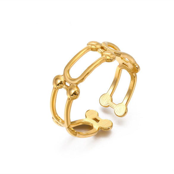 Wholesale Stainless Steel Geometric Ring Electroplated 18K Gold