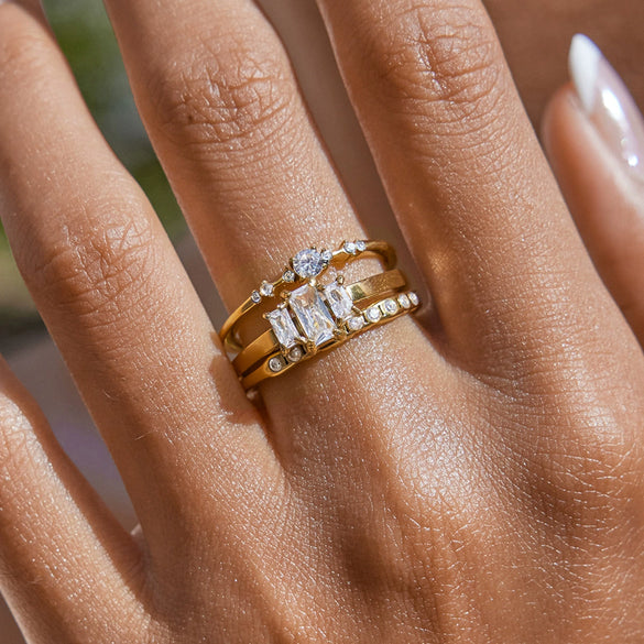 Wholesale Stainless Steel Geometric Ring Electroplated Minimalist Women's Jewelry