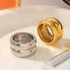 Wholesale Stainless Steel Geometric Ring For Women With Pvd Vacuum Plating And Electroplating