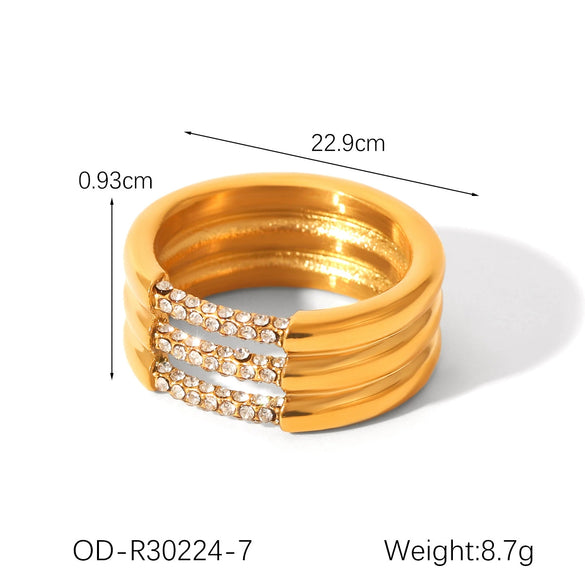 Wholesale Stainless Steel Geometric Ring For Women With Pvd Vacuum Plating And Electroplating