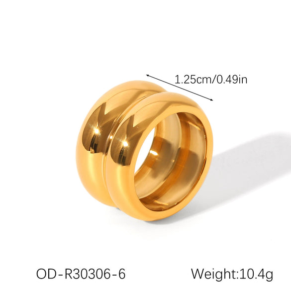 Wholesale Stainless Steel Geometric Ring For Women With Pvd Vacuum Plating And Electroplating