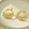 Wholesale Stainless Steel Geometric Ring Hollow Pendant Earrings Vintage Style Jewelry For Women Electroplated