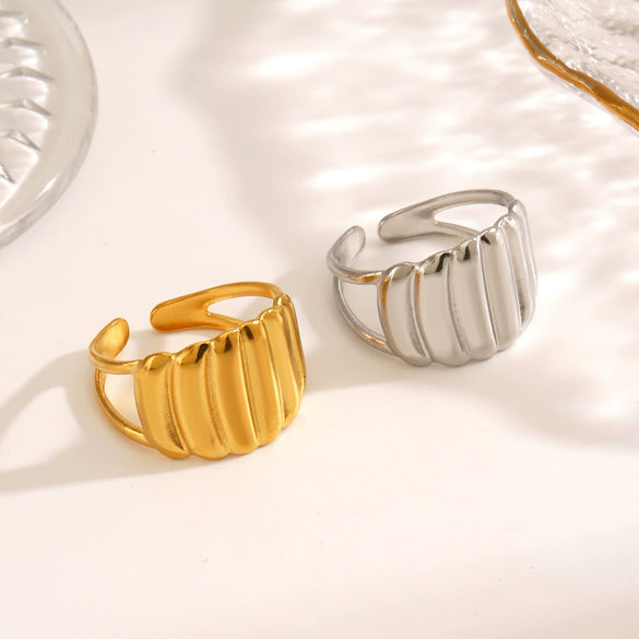Wholesale Stainless Steel Geometric Ring 18K Gold Plated For Women