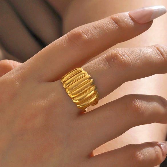 Wholesale Stainless Steel Geometric Ring 18K Gold Plated For Women