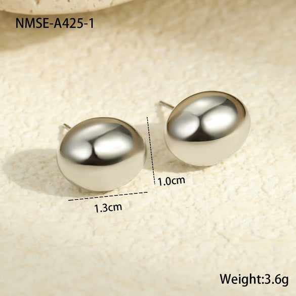 Wholesale Stainless Steel Geometric Ring Shaped Round Bead Electroplated Women's Fashion Earrings