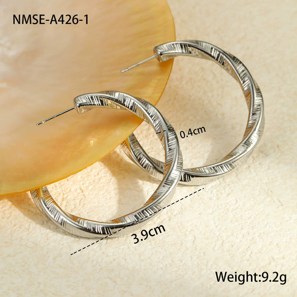 Wholesale Stainless Steel Geometric Ring Shaped Round Bead Electroplated Women's Fashion Earrings
