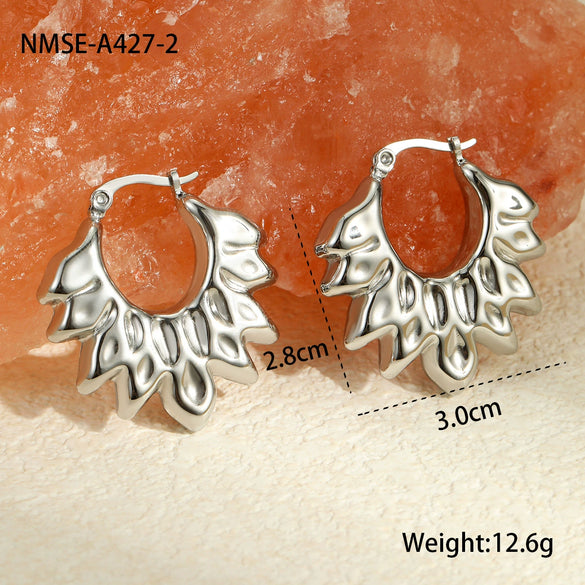 Wholesale Stainless Steel Geometric Ring Shaped Round Bead Electroplated Women's Fashion Earrings