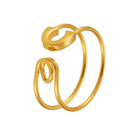 Wholesale Stainless Steel Geometric Ring With Electroplating And Unique Niche Design