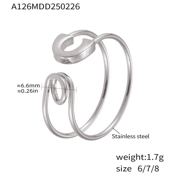 Wholesale Stainless Steel Geometric Ring With Electroplating And Unique Niche Design