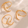 Wholesale 316L Stainless Steel Geometric Ring With Star And Moon Asymmetrical Design Electroplated For Women
