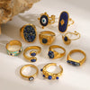 Wholesale Stainless Steel Geometric Rings With Natural Stone Handmade Jewelry Electroplated