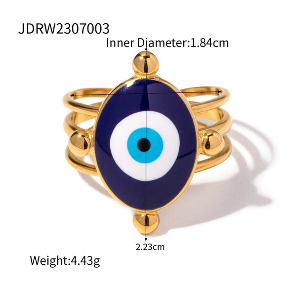 Wholesale Stainless Steel Geometric Rings With Natural Stone Handmade Jewelry Electroplated
