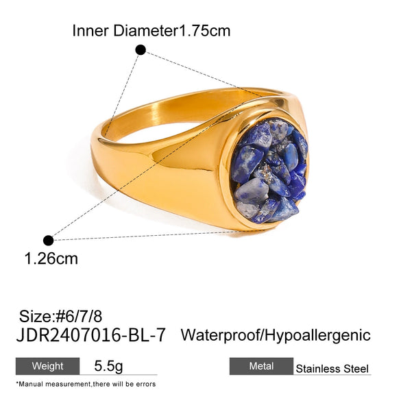 Wholesale Stainless Steel Geometric Rings With Natural Stone Handmade Jewelry Electroplated