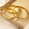Wholesale Stainless Steel Geometric Rivet Bracelet With 18K Gold Plating