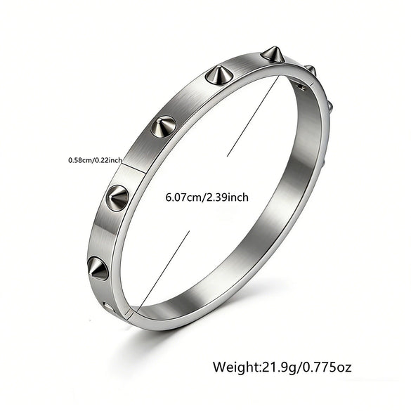 Wholesale Stainless Steel Geometric Rivet Bracelet With 18K Gold Plating