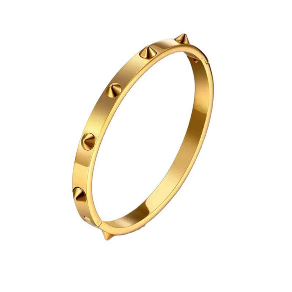 Wholesale Stainless Steel Geometric Rivet Bracelet With 18K Gold Plating