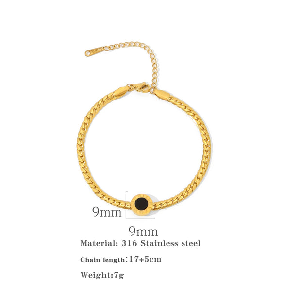 Wholesale Stainless Steel Geometric Roman Letters Electroplated Women's Bracelet