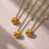 Wholesale 316L Stainless Steel Geometric Rose Women's Necklace With Electroplating