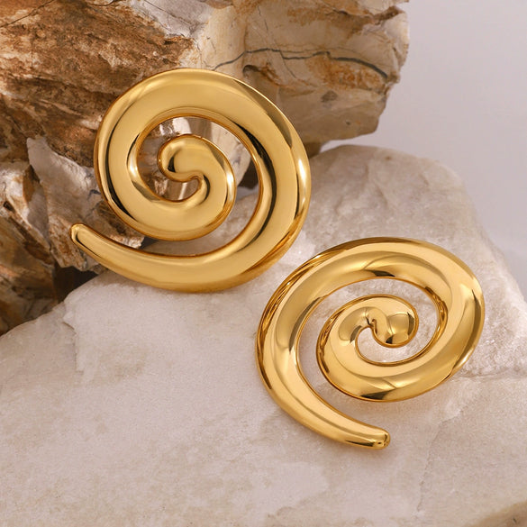 Wholesale Stainless Steel Geometric Rotating Earrings With Electroplating Light Luxury Design