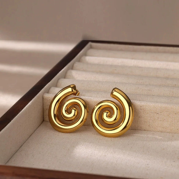 Wholesale Stainless Steel Geometric Rotating Pattern Earrings With Heart U Shape And Star Design Electroplated For Women