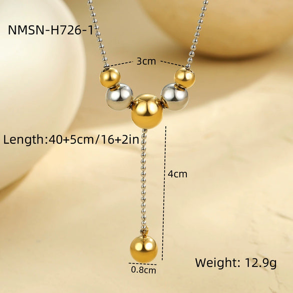 Wholesale Stainless Steel Geometric Round Bead Yshaped Clavicle Necklace For Women With Electroplating
