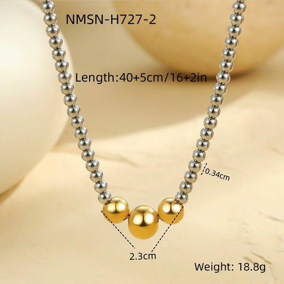 Wholesale Stainless Steel Geometric Round Bead Yshaped Clavicle Necklace For Women With Electroplating