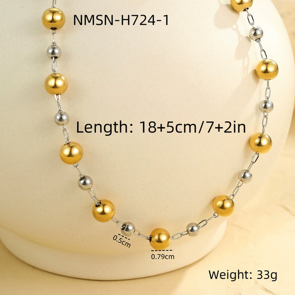 Wholesale Stainless Steel Geometric Round Bead Yshaped Clavicle Necklace For Women With Electroplating