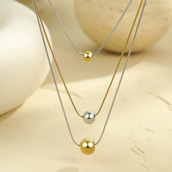 Wholesale Stainless Steel Geometric Round Bead Yshaped Clavicle Necklace For Women With Electroplating
