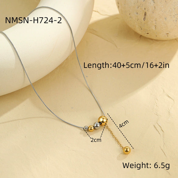 Wholesale Stainless Steel Geometric Round Bead Yshaped Clavicle Necklace For Women With Electroplating