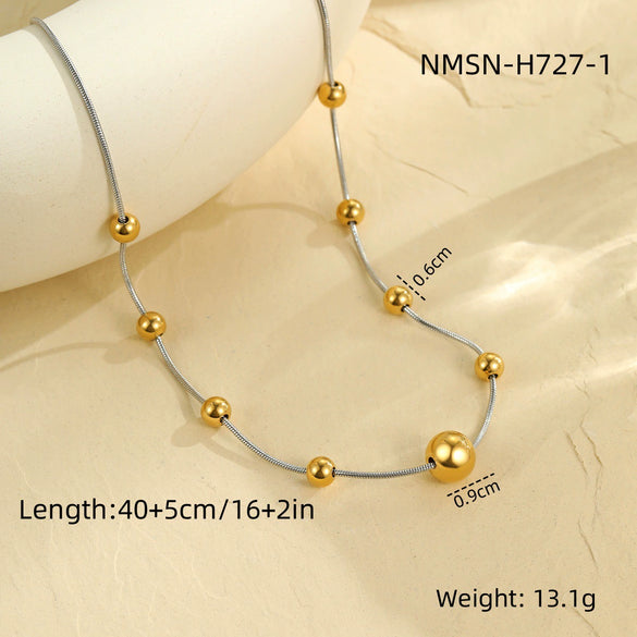 Wholesale Stainless Steel Geometric Round Bead Yshaped Clavicle Necklace For Women With Electroplating