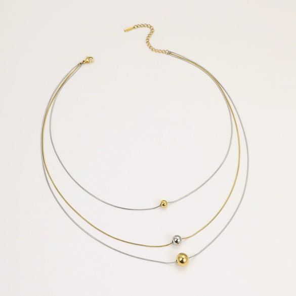 Wholesale Stainless Steel Geometric Round Bead Yshaped Clavicle Necklace For Women With Electroplating