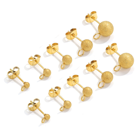 Wholesale Stainless Steel Geometric Round Beads Welding Needle Hanging Titanium Steel Electroplated Earrings Diy Handmade Jewelry Accessories