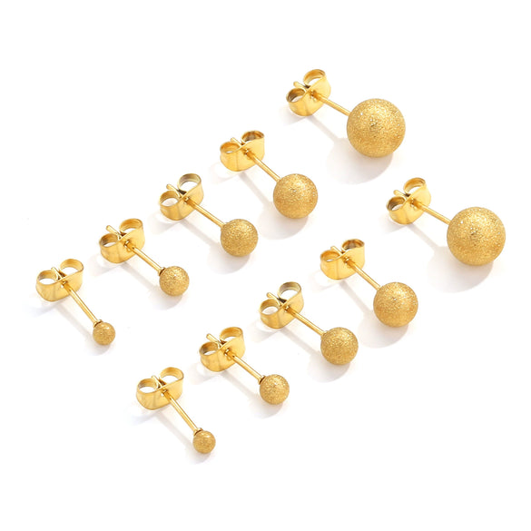 Wholesale Stainless Steel Geometric Round Beads Welding Needle Hanging Titanium Steel Electroplated Earrings Diy Handmade Jewelry Accessories