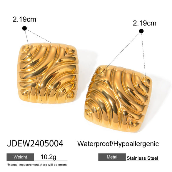 Wholesale Stainless Steel Geometric Round Button Earrings With Electroplating