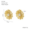 Wholesale Stainless Steel Geometric Round Dandelion Flower Pearl Earrings For Women Electroplated