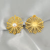 Wholesale Stainless Steel Geometric Round Dandelion Flower Pearl Earrings For Women Electroplated