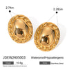 Wholesale Stainless Steel Geometric Round Earrings Jewelry With Glossy Hemp Rope Edge