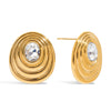 Wholesale Stainless Steel Geometric Round Earrings Retro Style With White Zircon