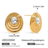 Wholesale Stainless Steel Geometric Round Earrings Retro Style With White Zircon
