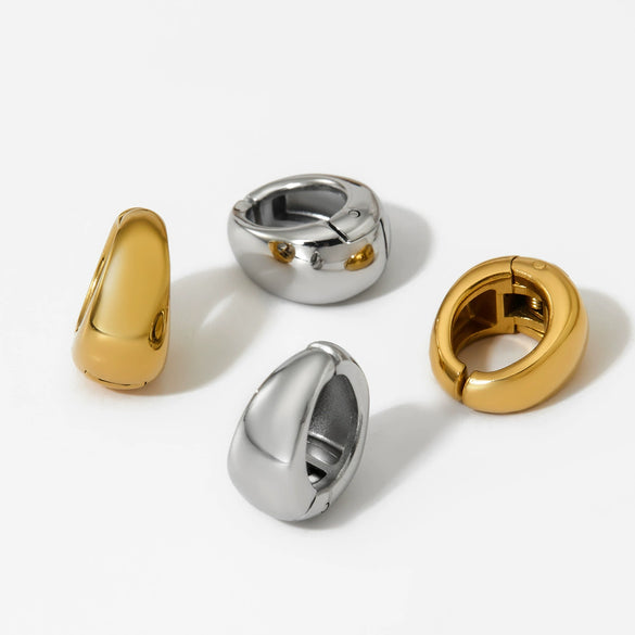 Wholesale Stainless Steel Geometric Round Earrings With Smooth Texture And Electroplating Simple Minimalist And Versatile For Women And Unisex