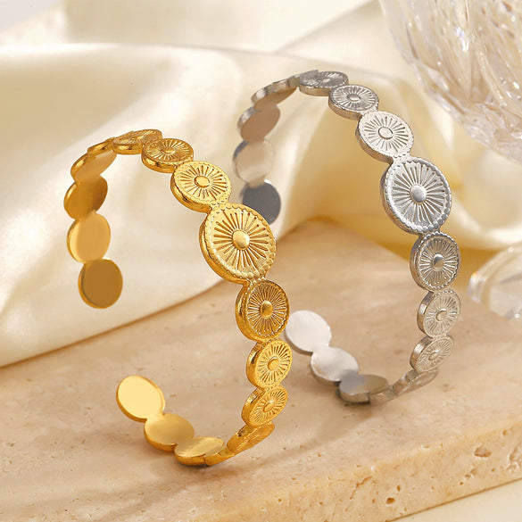 Wholesale Stainless Steel Geometric Round Electroplating Bracelet For Ladies