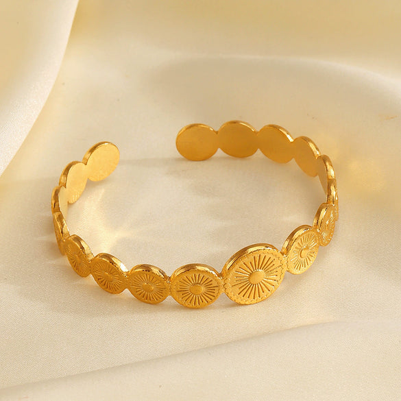 Wholesale Stainless Steel Geometric Round Electroplating Bracelet For Ladies