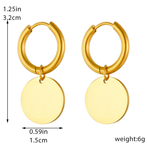 Wholesale Stainless Steel Geometric Round Goldplated Earrings And Pendant Accessories For Women