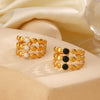 Wholesale Stainless Steel Geometric Round Oil Drop Ring For Women 18K Gold Plated