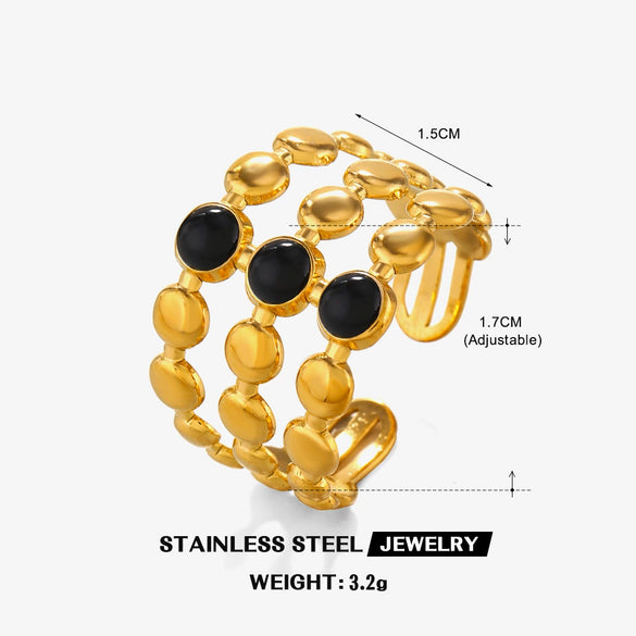 Wholesale Stainless Steel Geometric Round Oil Drop Ring For Women 18K Gold Plated