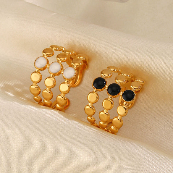 Wholesale Stainless Steel Geometric Round Oil Drop Ring For Women 18K Gold Plated